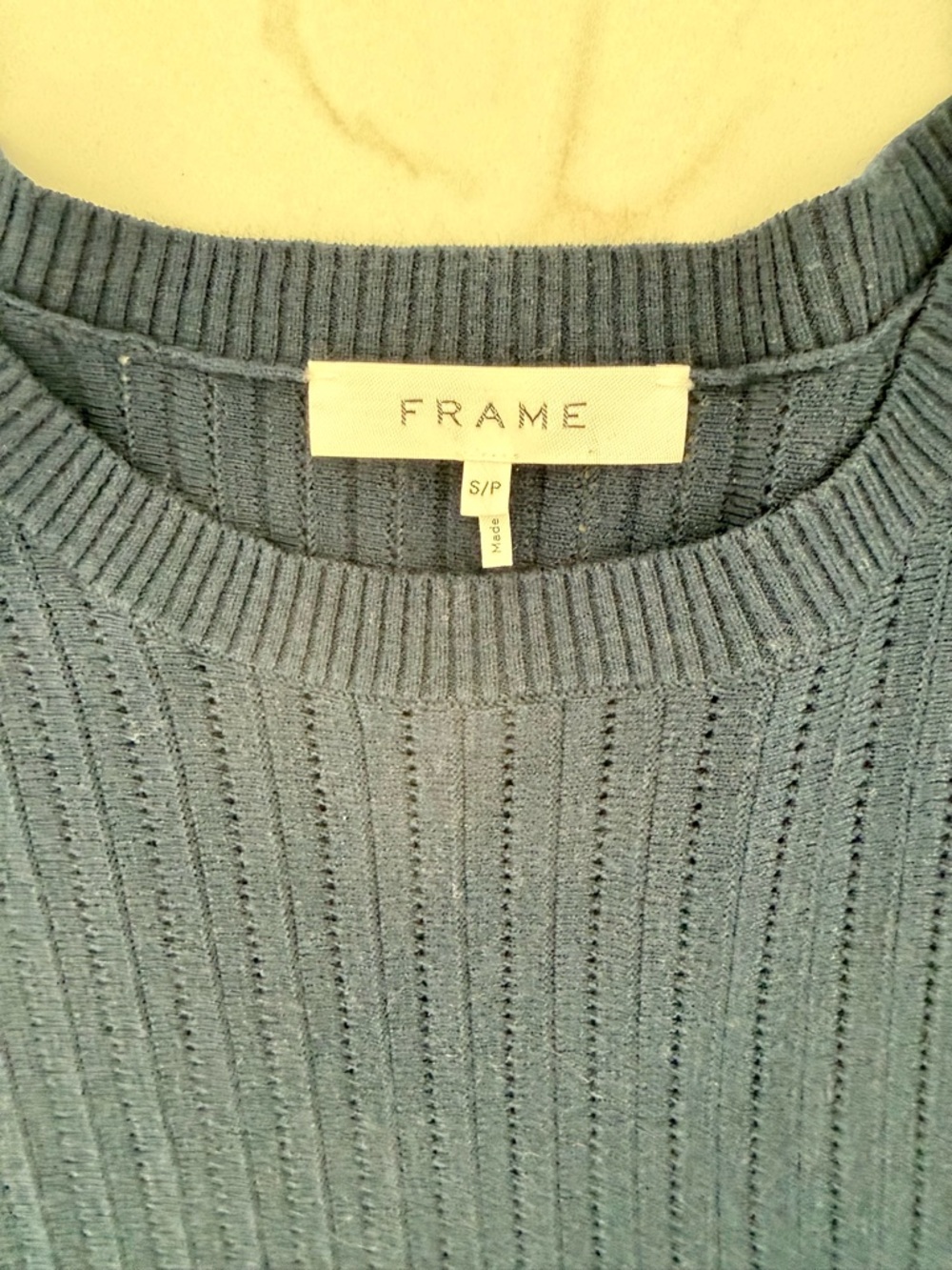 Frame Blue Ribbed Crewneck Sweater - Picture 3 of 4